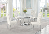 Lexington Round 5-Piece Dining Set with 4 Velvet Upholstered Chairs, 44" or 52" Dining Table in… - front view