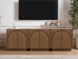 Questa 31" Scandinavian Mid Century 2-Door Wood Grain Cabinet - close-up