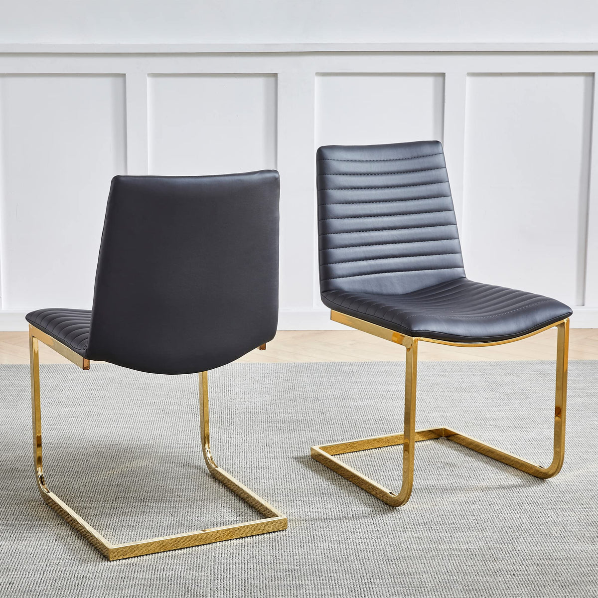 Blanca Dining Chair with Gold Legs - front view
