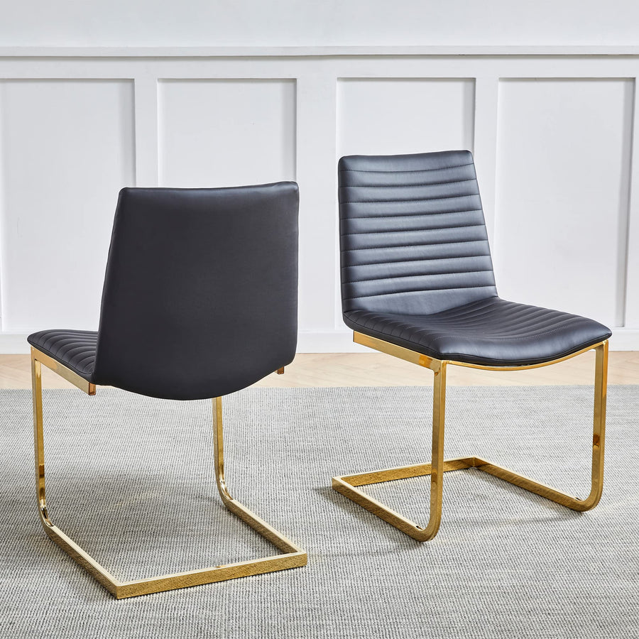 Blanca Dining Chair with Gold Legs - Set of 2 in Black