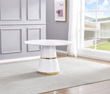 Treina Mid-Century Modern White Laquered 5 Pcs Round Dining Set in Green - side view
