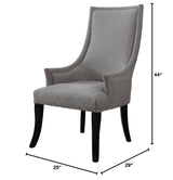 Audrey Greek Key Fabric Accent Chair in Grey - room setting