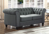 Venice 2 Piece Upholstered Sofa Set in Charcoal - front view