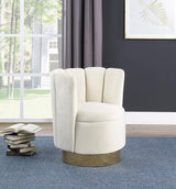 Modern Velvet New Swivel Accent Chair in Cream - front view