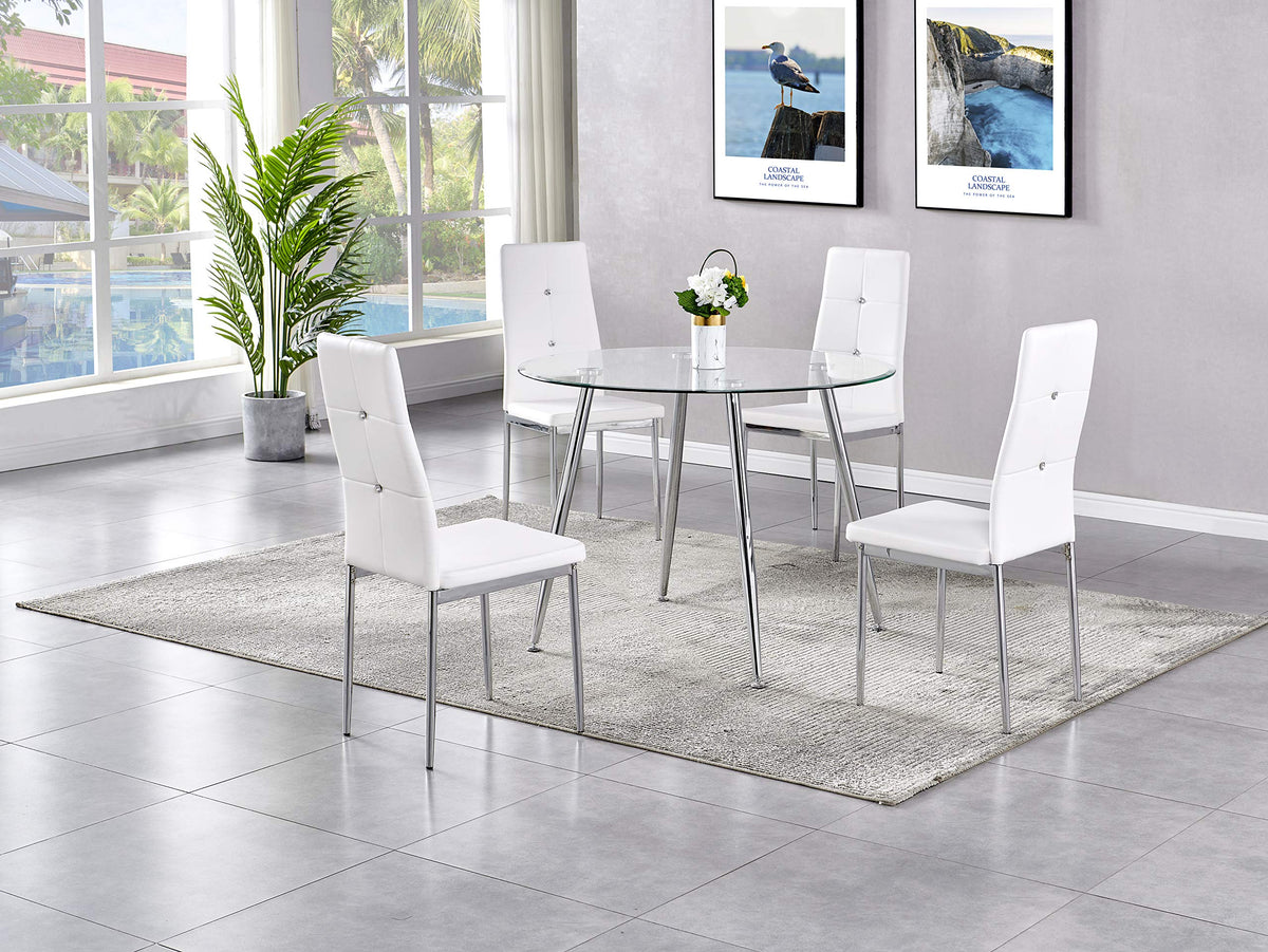 Chapman Modern Mid-Century 5 Pcs Round Dining Set in White