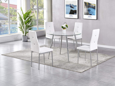 Chapman Modern Mid-Century 5 Pcs Round Dining Set in White