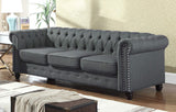 Venice 2 Piece Upholstered Sofa Set in Charcoal - side view