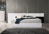 Bahamas Modern Platform Bed with Wide Headboard, Eastern King, Sleek White and Black High Gloss… - detail view