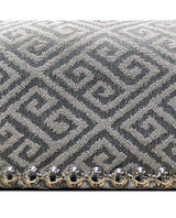 Audrey Greek Key Fabric Accent Chair in Grey - angle view