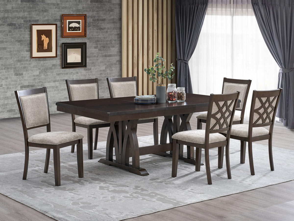 Vega Deep Dark Wood 7-Piece Dining Set — collection view; check selected pieces