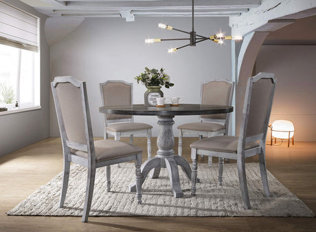 5 Pcs Cottage Dining Set in Weather Grey/White - front view