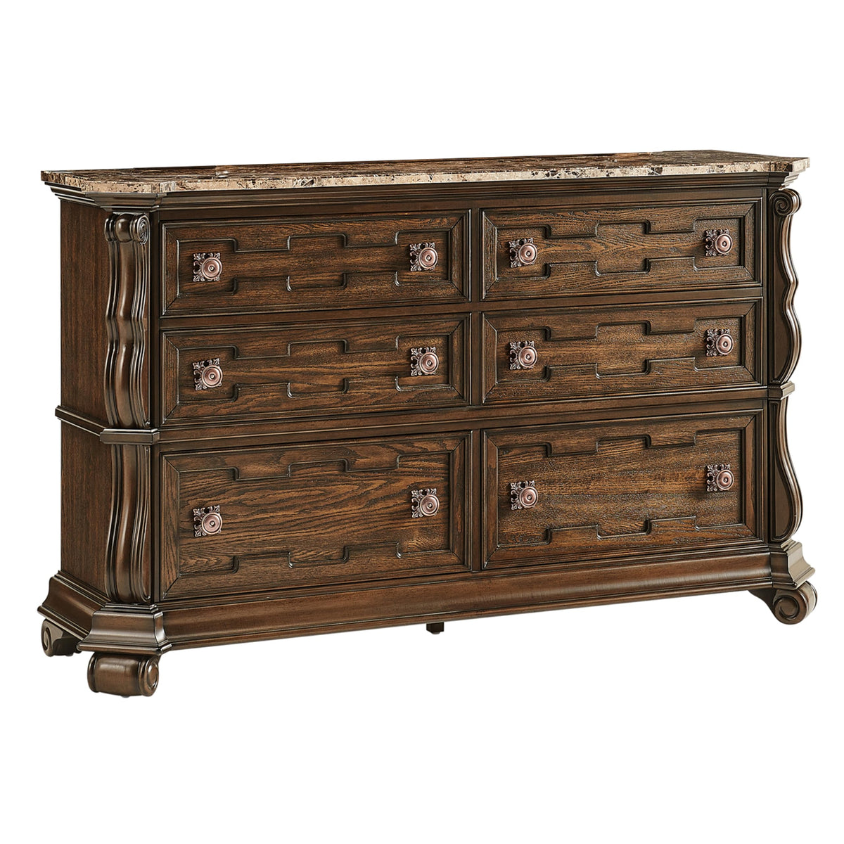 Belvedere 5-Piece Traditional Classical Bedroom Furniture Set, California King, 86" Platform Bed… - detail view