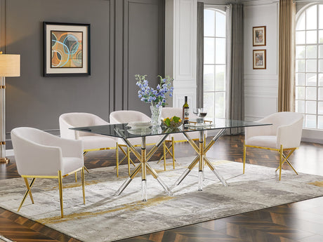 Dalton Rectangular Glass Gold Dining Table - front view