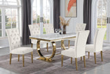 Lexington 7-Piece Rectangle Dining Set with 6 Velvet Upholstered Chairs, Modern Contemporary… - front view
