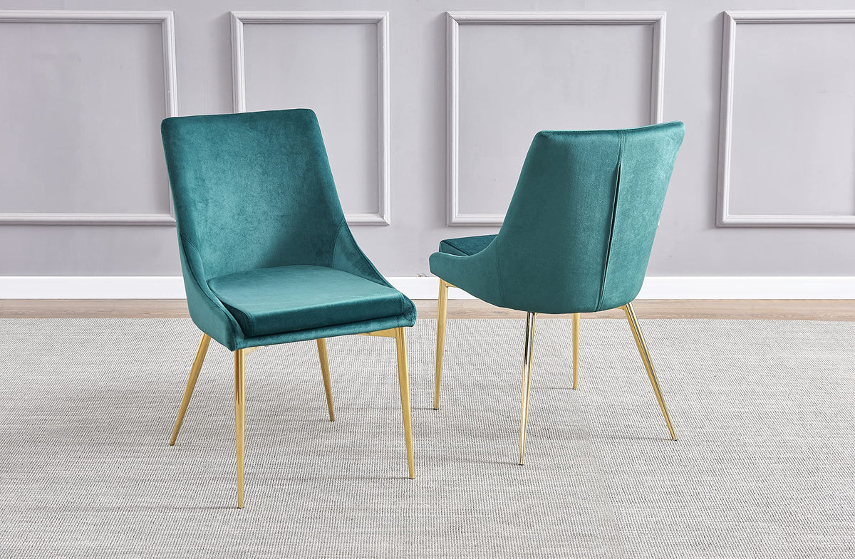 Treina Mid-Century Modern White Laquered 5 Pcs Round Dining Set in Green - angle view