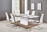 Alaskan Extendable High Gloss Wood Dining Table in White/Gray - side view