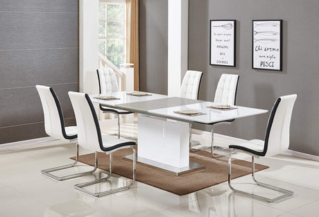 Alaskan Extendable High Gloss Wood Dining Table in White/Gray - side view
