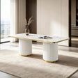 Trandell 79" Modern Glam Rectangle Faux Marble Top Dining Table - front view