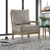 Hanako Accent Chair in Taupe And Natural Oak - front view
