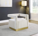 Modern Velvet New Accent Chair in Cream - front view