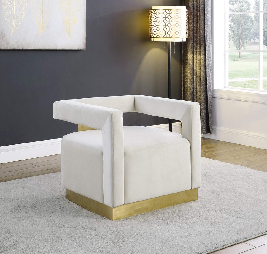 Modern Velvet New Accent Chair in Cream