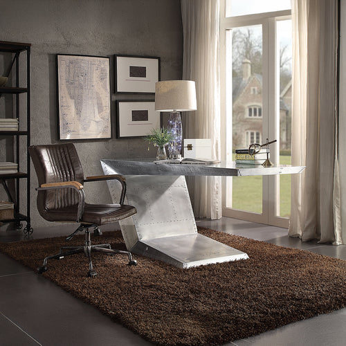 Joslin Executive Office Chair - High Back Swivel in Distressed Chocolate Top Grain Leather