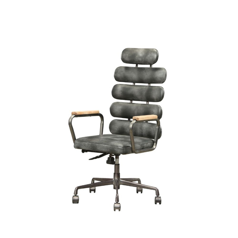 Calan Executive Swivel Office Chair - Top Grain Leather with Metal Base in Vintage Black, Retro Brown or Whiskey