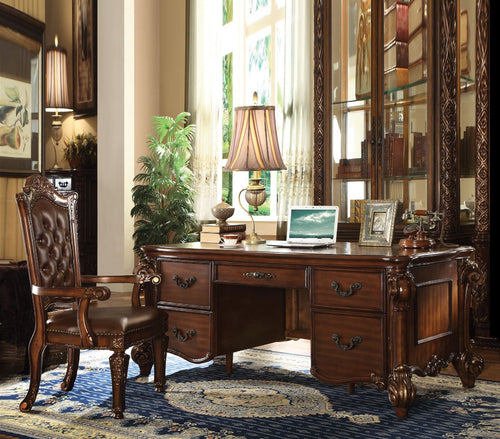 Vendome Executive Home Office Collection - Claw-Leg Writing Desk, Desk & Hutch and Tufted Chair in Cherry or Antique Pearl