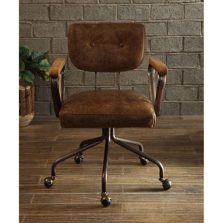 Hallie Top Grain Leather Swivel Office Chair