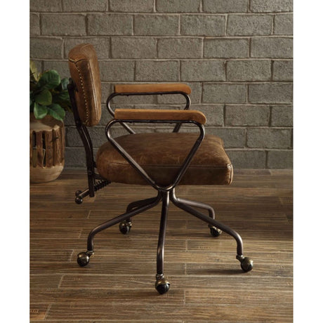 Hallie Top Grain Leather Swivel Office Chair