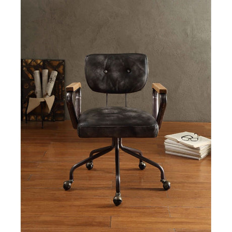 Hallie Top Grain Leather Swivel Office Chair