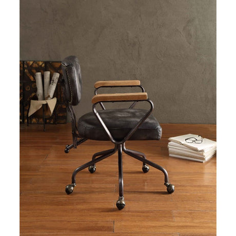 Hallie Top Grain Leather Swivel Office Chair