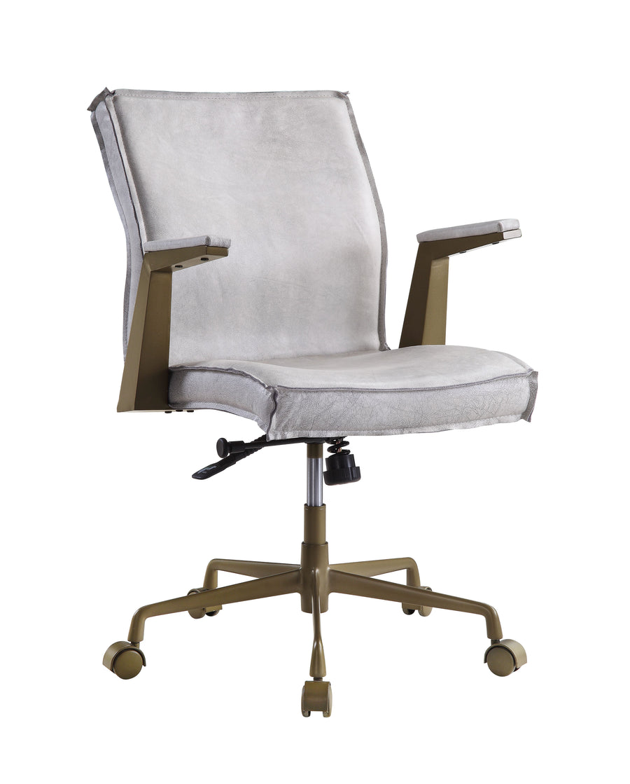 Attica Executive Office Chair - Top Grain Leather & 5-Star Base in Vintage White