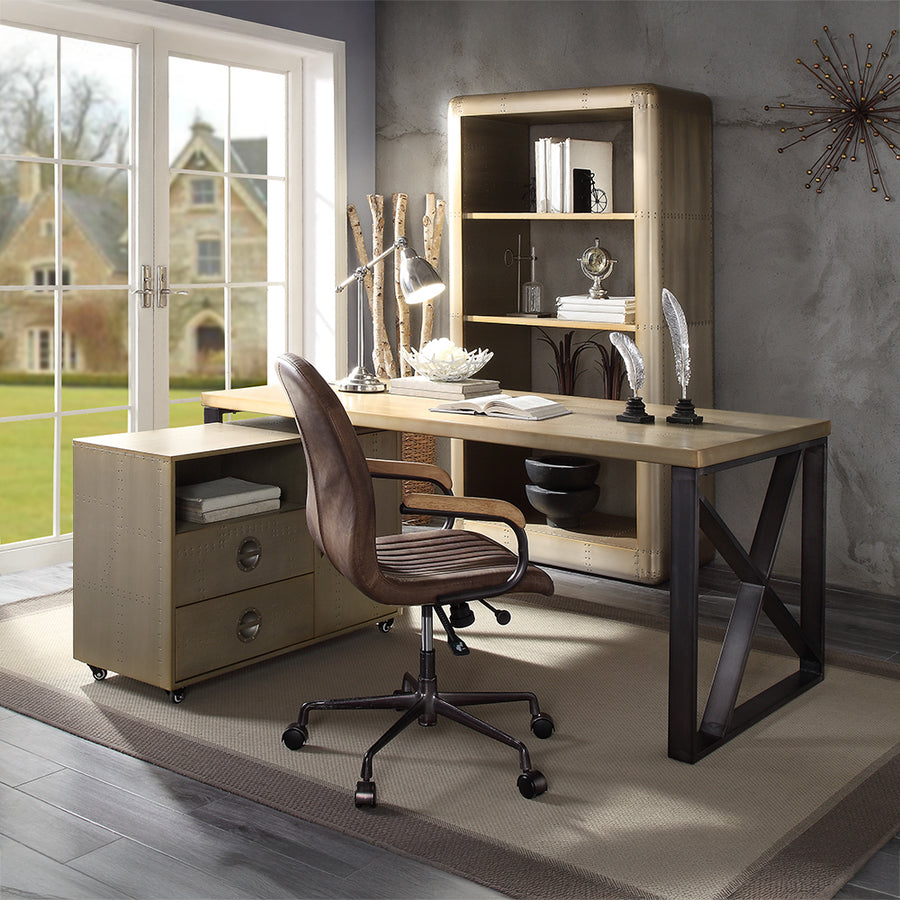Jennavieve Patchwork Aluminum Bookcase - 4 Open Shelves in Gold