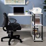 Ievi L-Shaped Writing Desk with Side Bookshelf