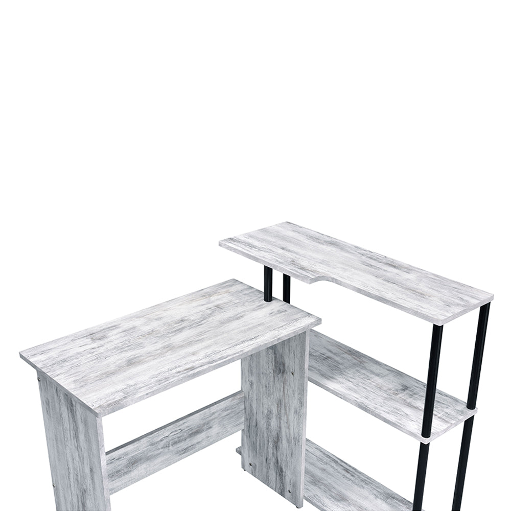 Ievi L-Shaped Writing Desk with Side Bookshelf