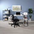 Ievi L-Shaped Writing Desk with Side Bookshelf