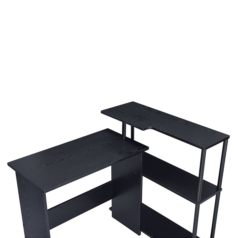 Ievi L-Shaped Writing Desk with Side Bookshelf