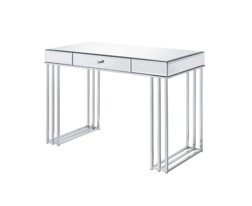 Critter Mirrored Writing Desk - Storage Drawer & Metal Base in Chrome