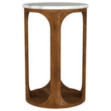 Berkeley 16" Round Marble Top Side Table - White Marble on Dark Mango Wood Base – view 3
