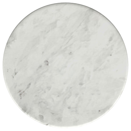 Berkeley 16" Round Marble Top Side Table - White Marble on Dark Mango Wood Base – view 6