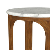 Berkeley 16" Round Marble Top Side Table - White Marble on Dark Mango Wood Base – view 7