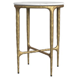 Baldwin Round Marble Top Side Table - Hand-Hammered Gold Base with Genuine White Marble – view 4