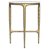 Baldwin Round Marble Top Side Table - Hand-Hammered Gold Base with Genuine White Marble – view 5