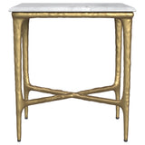 Baldwin Rectangular Marble Top Side Table - White Marble on Hand-Hammered Gold Frame – view 3