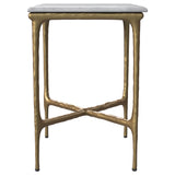 Baldwin Rectangular Marble Top Side Table - White Marble on Hand-Hammered Gold Frame – view 5