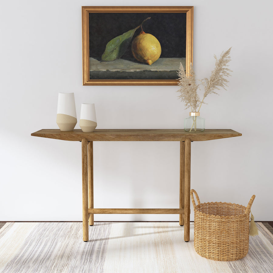 Darius 57" Solid Mango Wood Console Table - Minimalist Entryway Table in Natural