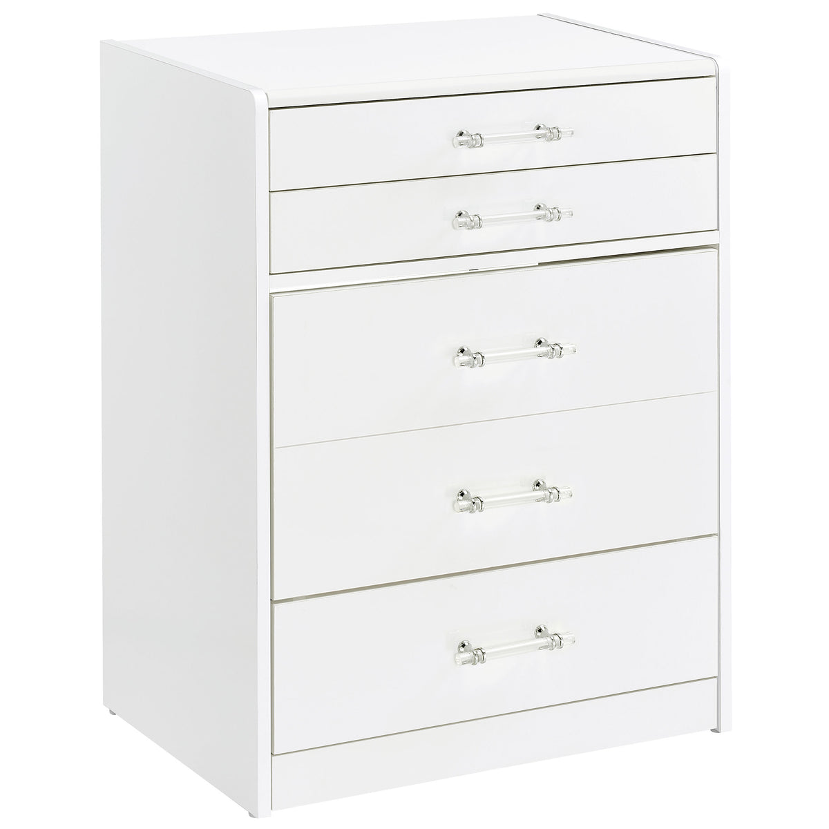 Danbury Makeup Vanity & Stool Set - LED Flip-Top Mirror, USB Ports & Glass Top in White High Gloss – view 4