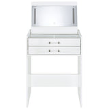 Danbury Makeup Vanity & Stool Set - LED Flip-Top Mirror, USB Ports & Glass Top in White High Gloss – view 9