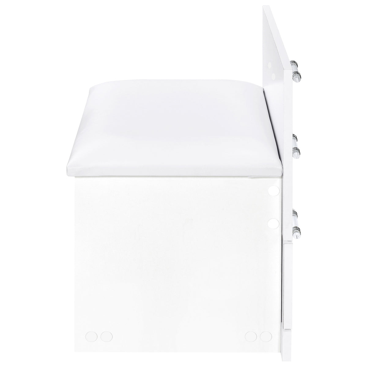 Danbury Makeup Vanity & Stool Set - LED Flip-Top Mirror, USB Ports & Glass Top in White High Gloss – view 14